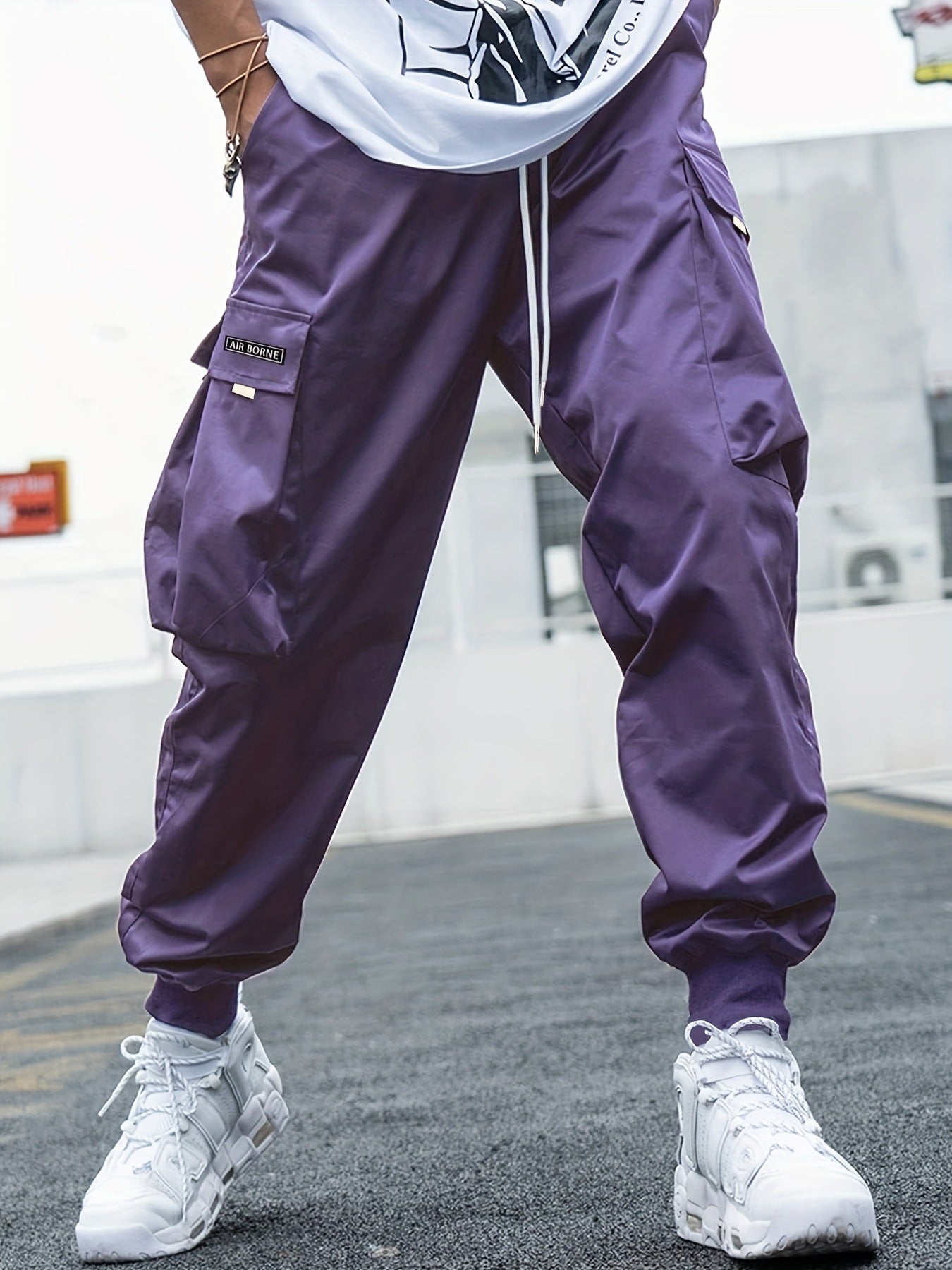 Men’s Multi-Pocket Streetwear Cargo Pants – Casual Drawstring Hip-Hop Joggers