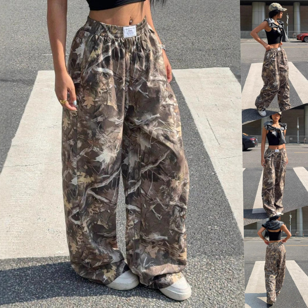 Slimming Casual Pants – Y2K Hip Hop Retro Street Multi-Pocket Camouflage Cargo Pants for Women | High Waist Baggy Grunge Trousers