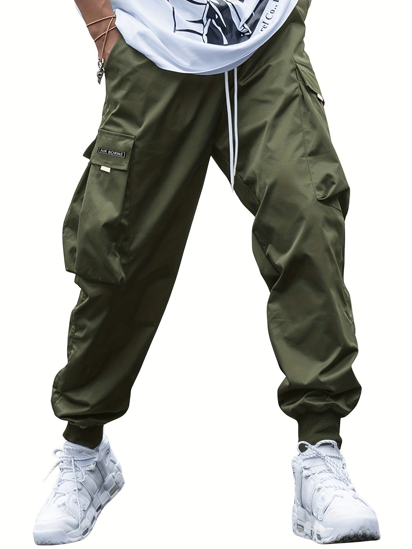 Men’s Multi-Pocket Streetwear Cargo Pants – Casual Drawstring Hip-Hop Joggers