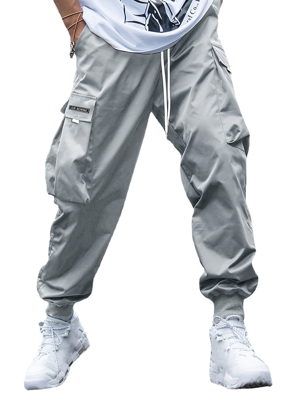 Men’s Multi-Pocket Streetwear Cargo Pants – Casual Drawstring Hip-Hop Joggers