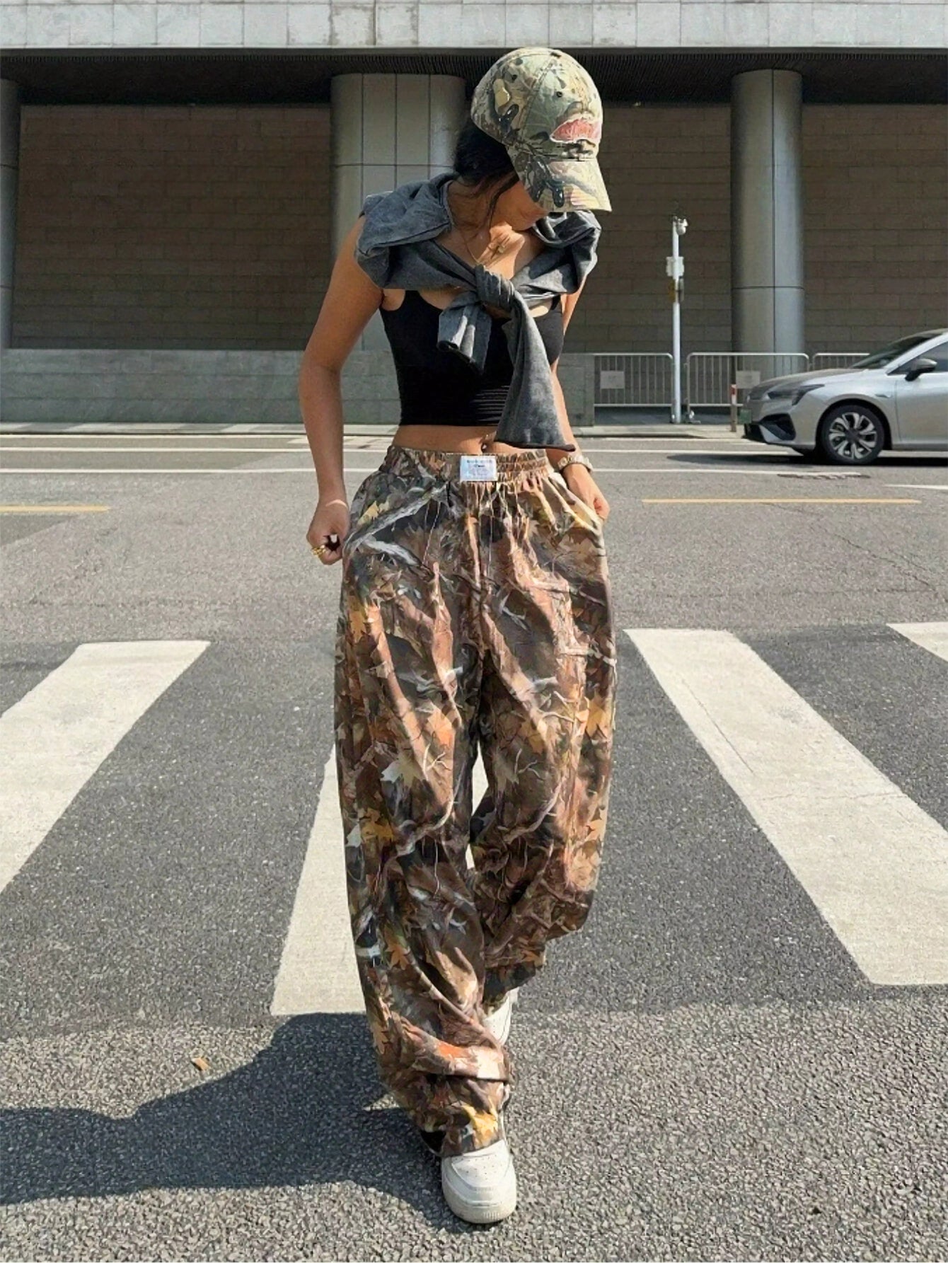 Slimming Casual Pants – Y2K Hip Hop Retro Street Multi-Pocket Camouflage Cargo Pants for Women | High Waist Baggy Grunge Trousers