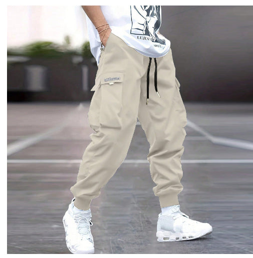 Men’s Multi-Pocket Streetwear Cargo Pants – Casual Drawstring Hip-Hop Joggers