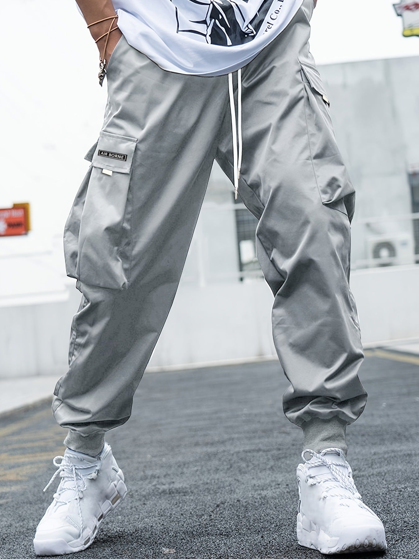 Men’s Multi-Pocket Streetwear Cargo Pants – Casual Drawstring Hip-Hop Joggers