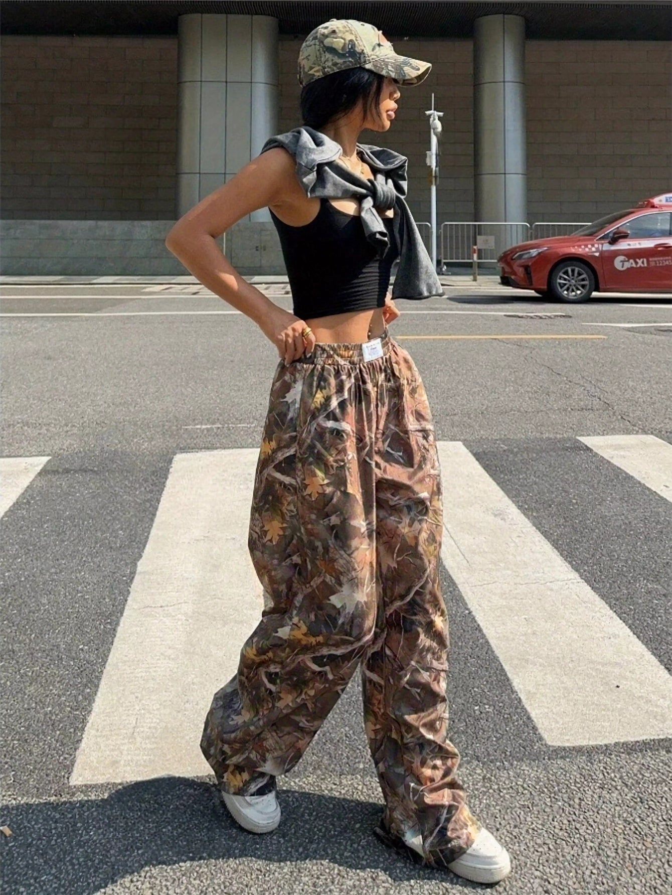Slimming Casual Pants – Y2K Hip Hop Retro Street Multi-Pocket Camouflage Cargo Pants for Women | High Waist Baggy Grunge Trousers