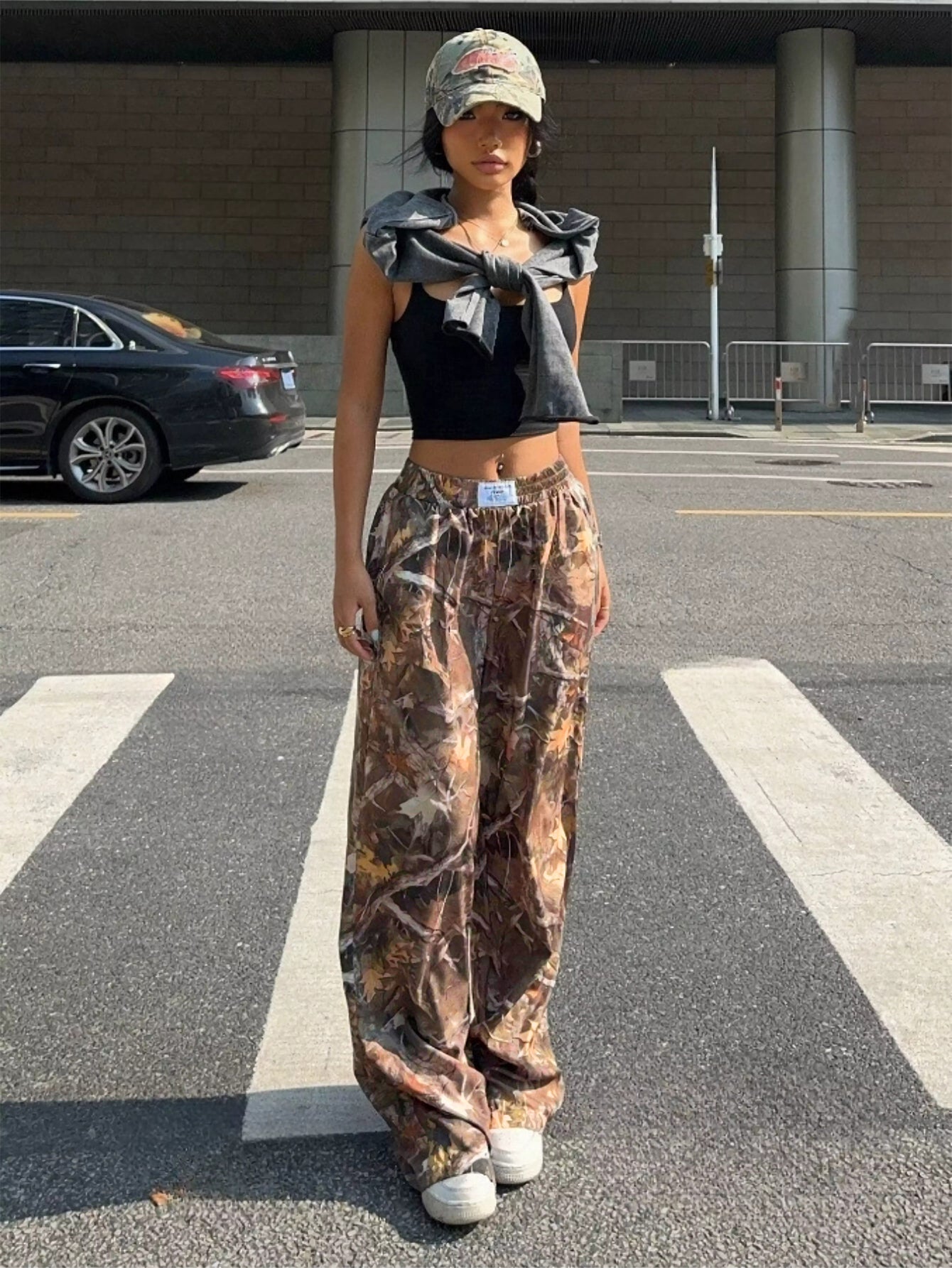 Slimming Casual Pants – Y2K Hip Hop Retro Street Multi-Pocket Camouflage Cargo Pants for Women | High Waist Baggy Grunge Trousers