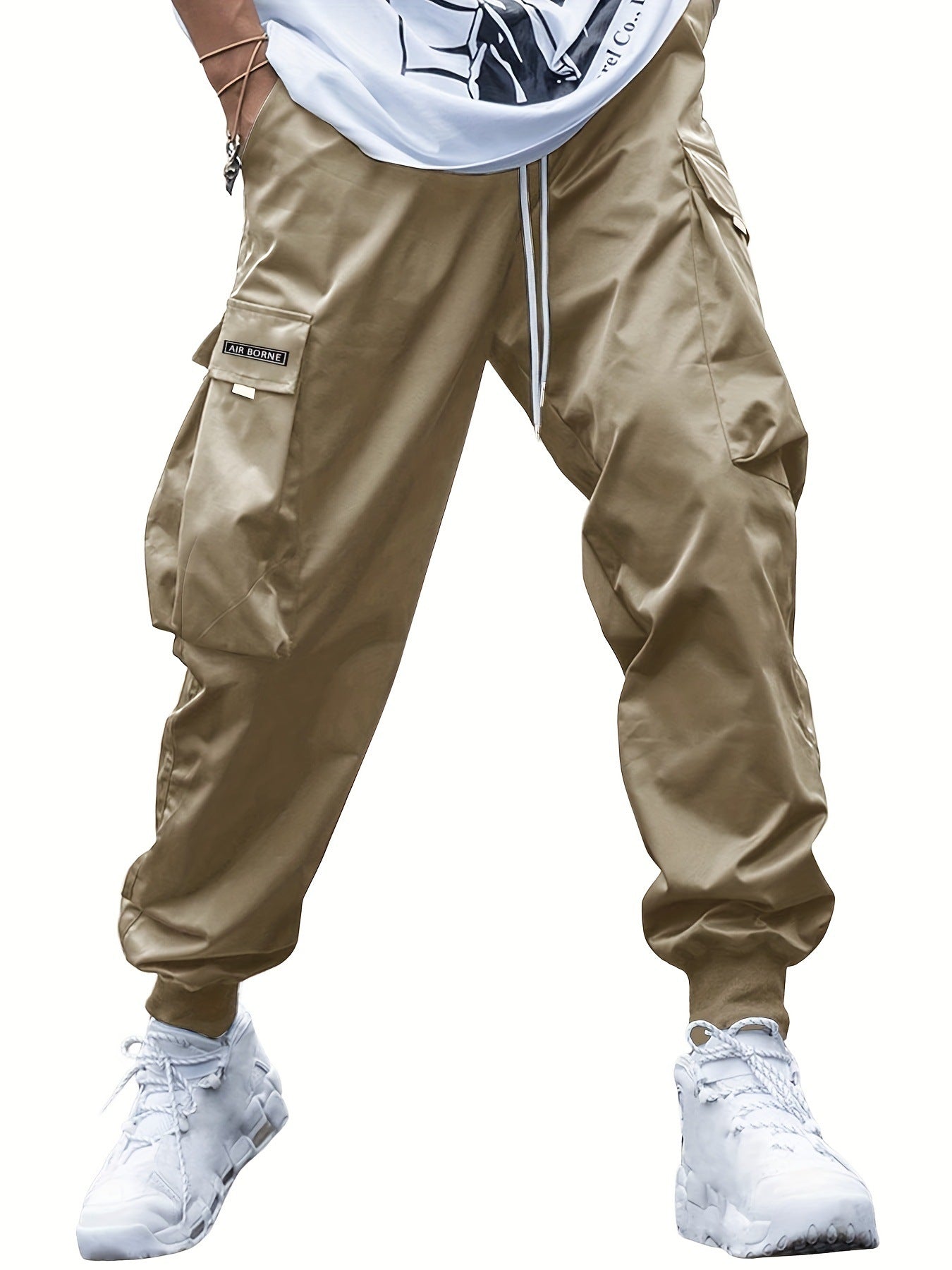 Men’s Multi-Pocket Streetwear Cargo Pants – Casual Drawstring Hip-Hop Joggers