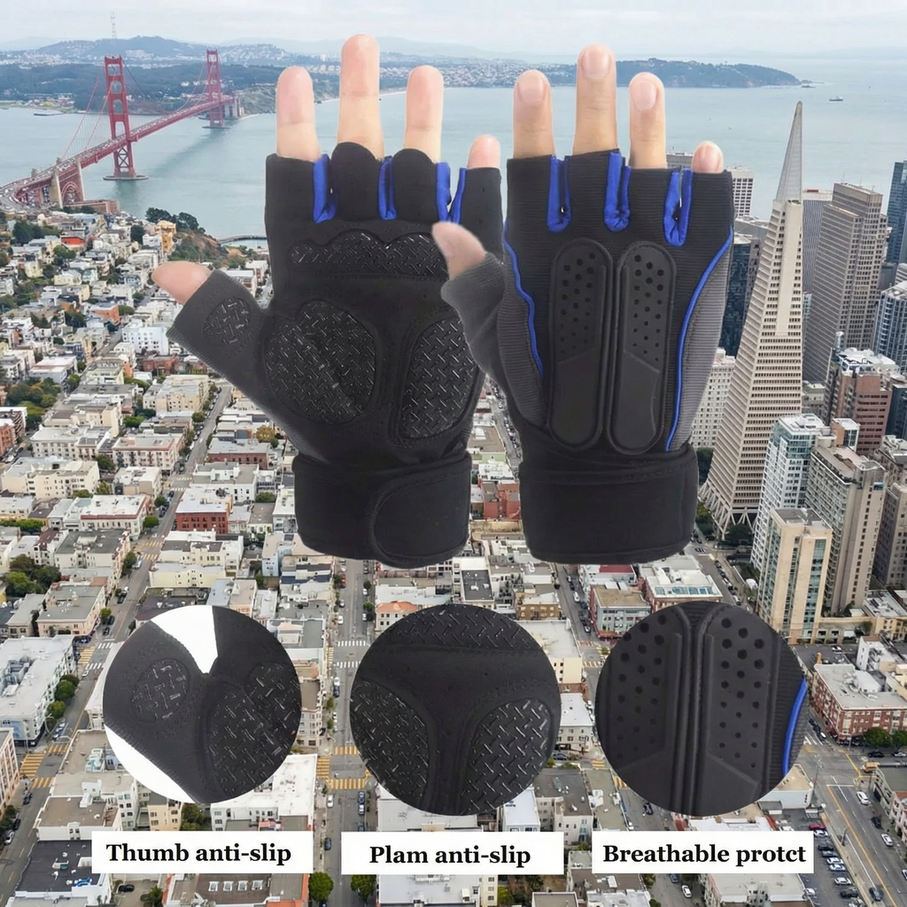 PowerGrip Training Gloves w/ Wrist Support – Anti-Slip Weightlifting & Gym Gloves (Unisex)