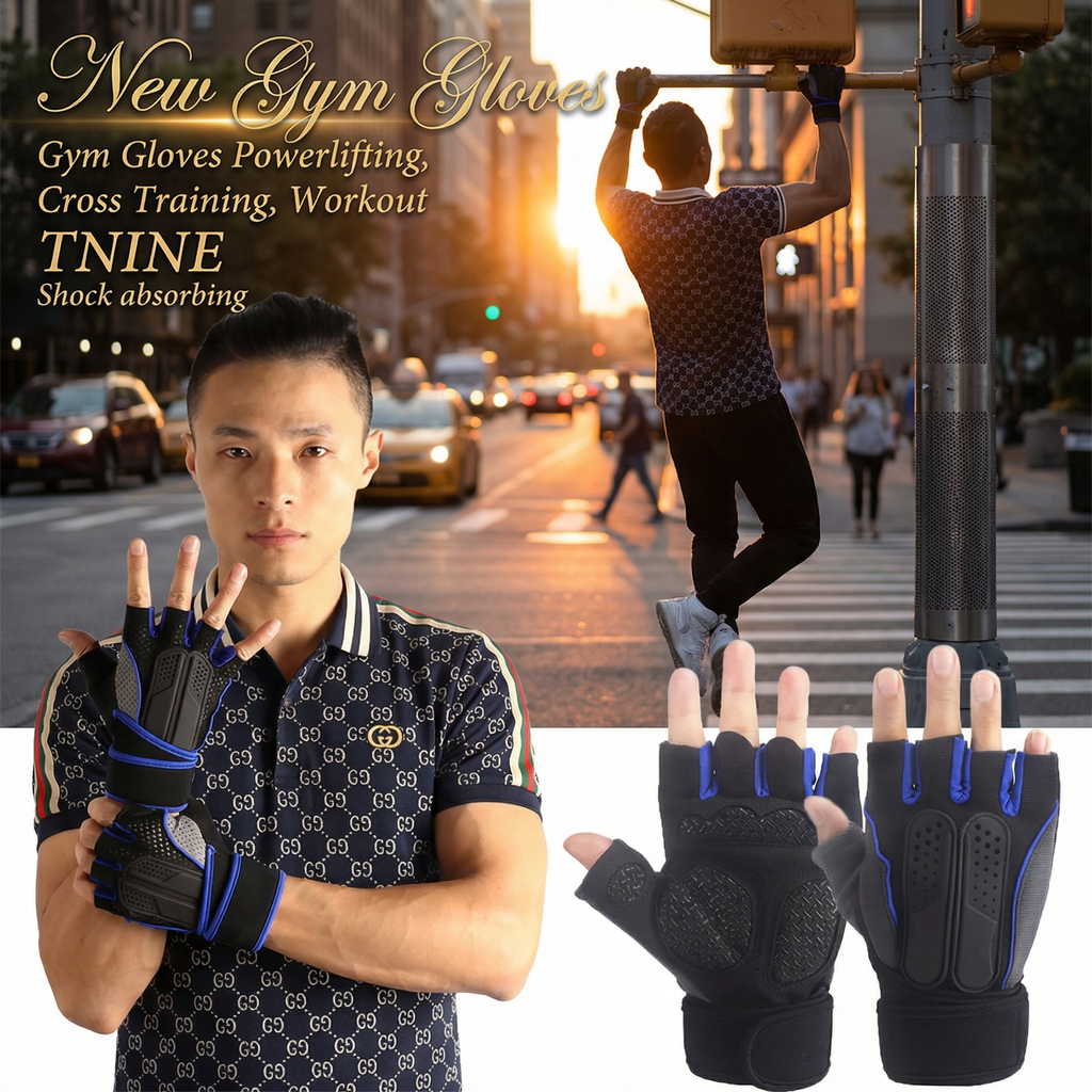 PowerGrip Training Gloves w/ Wrist Support – Anti-Slip Weightlifting & Gym Gloves (Unisex)