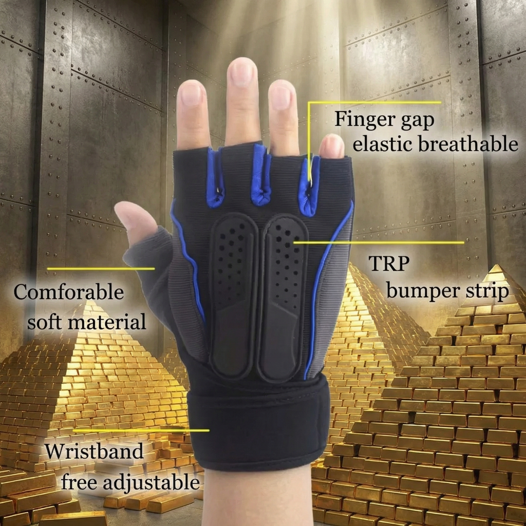 PowerGrip Training Gloves w/ Wrist Support – Anti-Slip Weightlifting & Gym Gloves (Unisex)