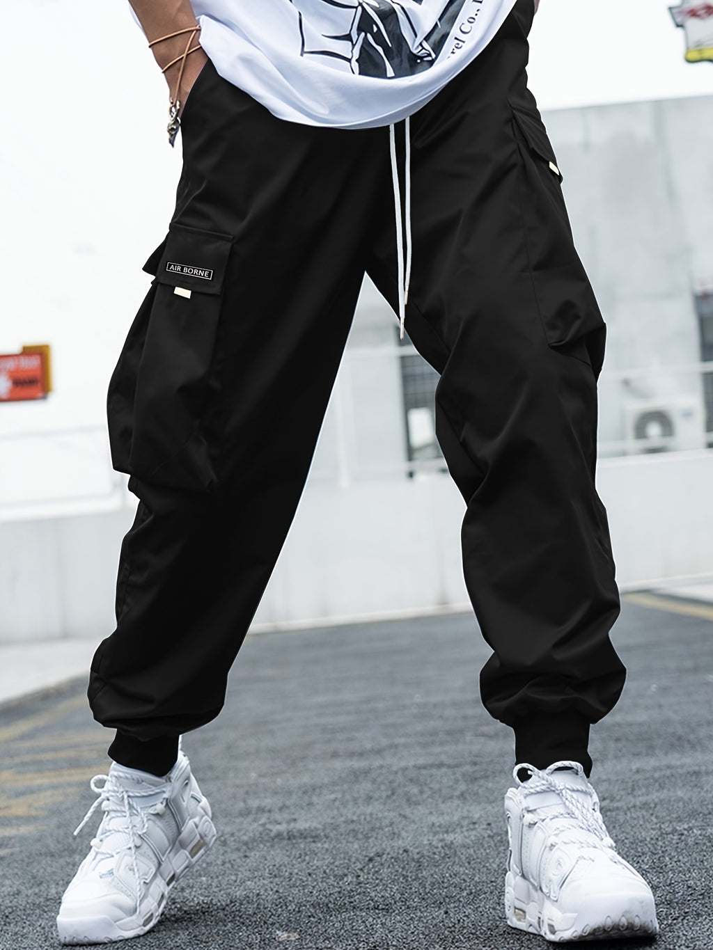 Men’s Multi-Pocket Streetwear Cargo Pants – Casual Drawstring Hip-Hop Joggers