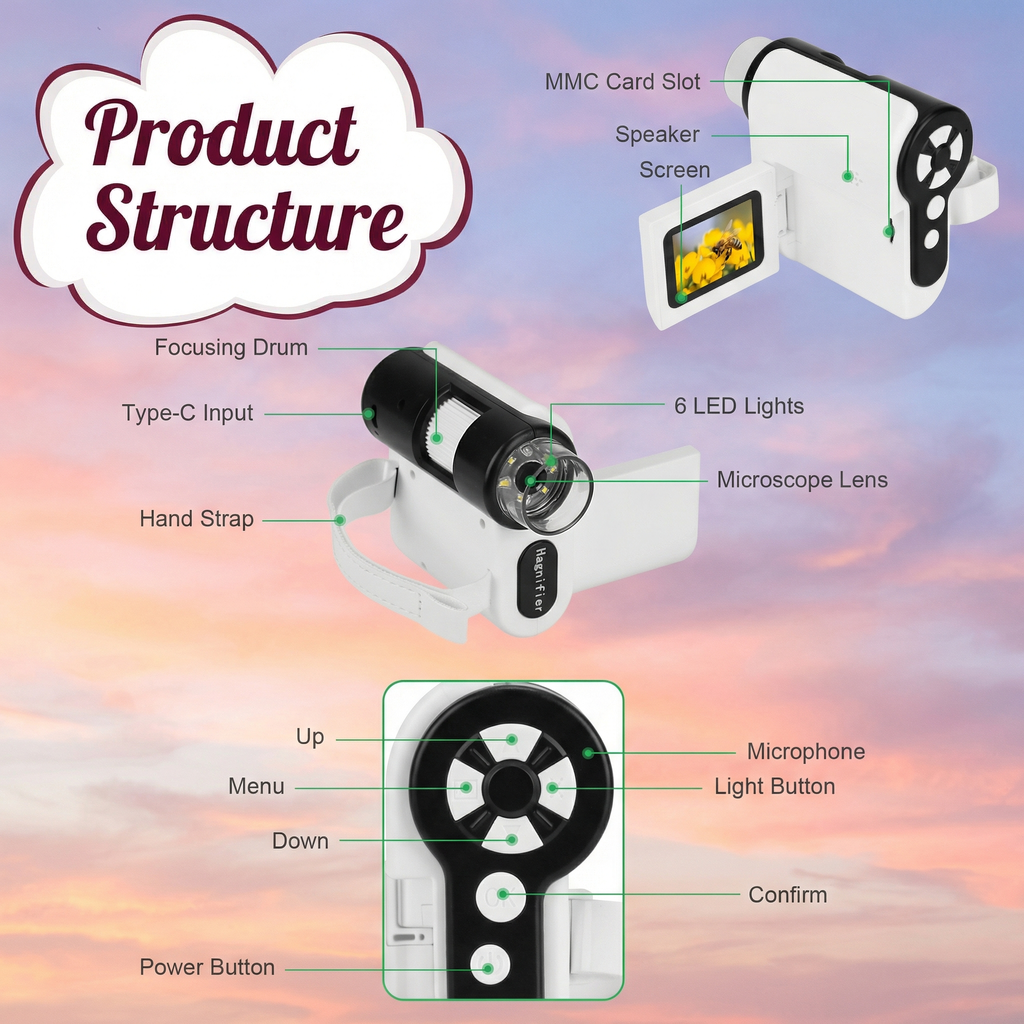 3-In-1 Explorer Camera  Microscope • Telescope • Video Recorder (32GB Included) For Curious Kids 6+